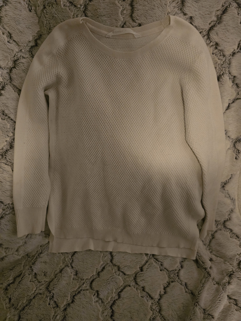 Athleta Cream Crewneck Textured Knit Wool Blend Sweater Sz S EUC